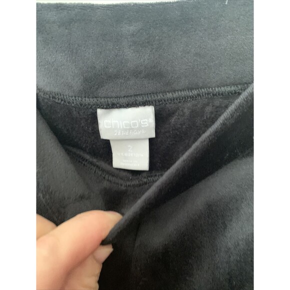 Chicos Women Pants XXL Black Velvet Pull On Pockets Capris/ Ankle Length - Picture 3 of 4